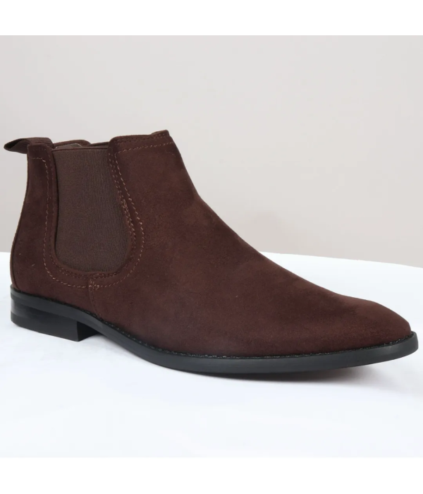 Men's Slip On Brown Suede Leather Lined Chelsea Boots