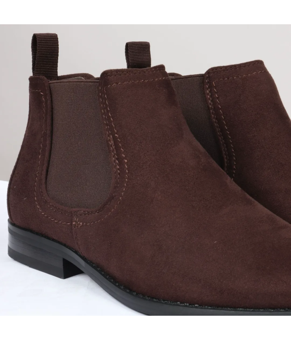 Men's Slip On Brown Suede Leather Lined Chelsea Boots