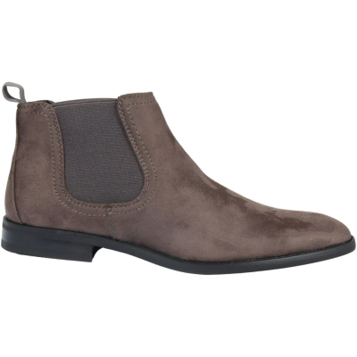 Men's Slip On Grey Suede Leather Lined Chelsea Boots