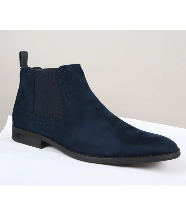 Men's Slip On Navy Suede Leather Lined Chelsea Boots