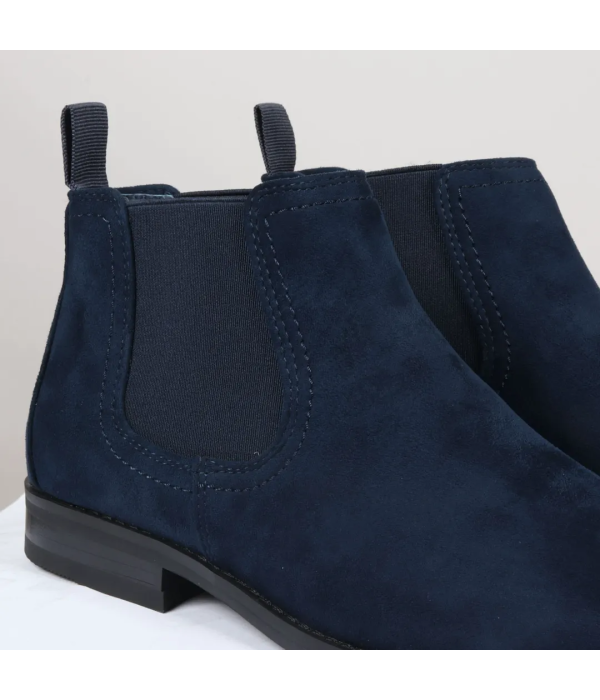 Men's Slip On Navy Suede Leather Lined Chelsea Boots