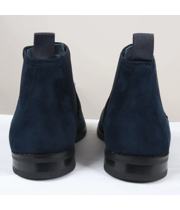 Men's Slip On Navy Suede Leather Lined Chelsea Boots