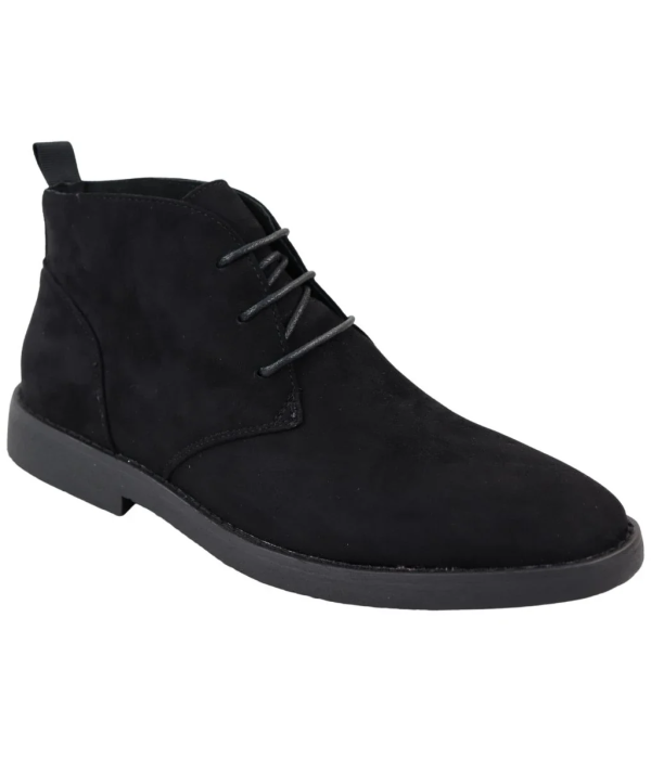 Mens's Chukka Desert Lace Up Black Ankle Boots