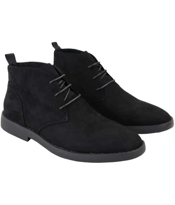 Mens's Chukka Desert Lace Up Black Ankle Boots