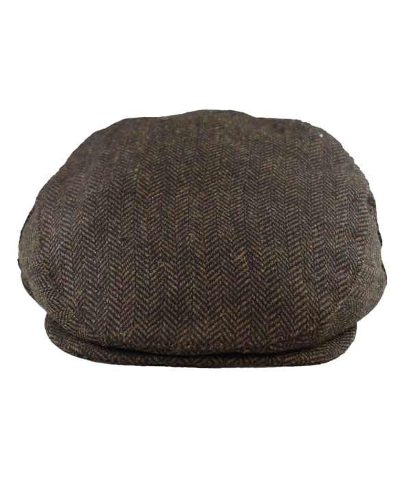 Men's Flat Cap Wool Herringbone Brown Tweed Classic 1920s Unisex Del Boy