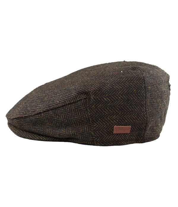 Men's Flat Cap Wool Herringbone Brown Tweed Classic 1920s Unisex Del Boy