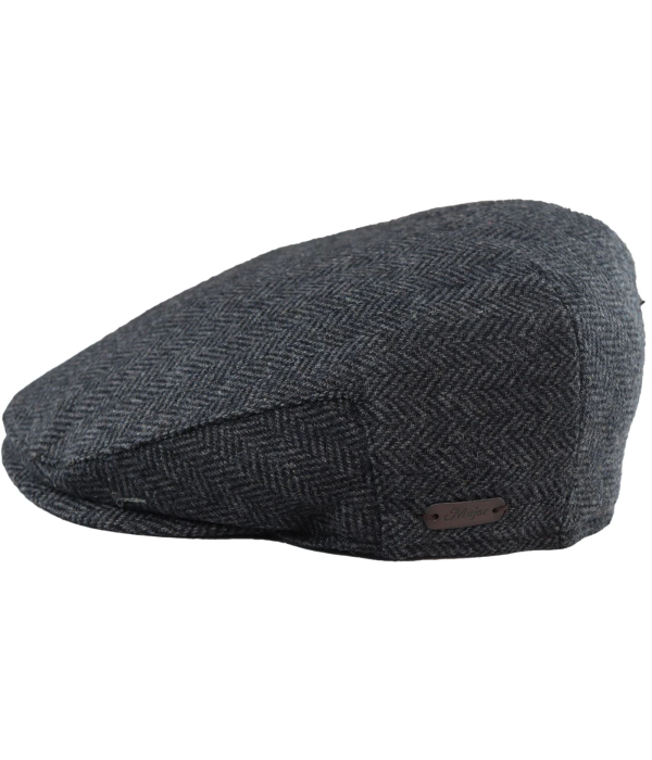 Men's Flat Cap Wool Herringbone Charcoal Tweed Classic 1920s Unisex Del Boy