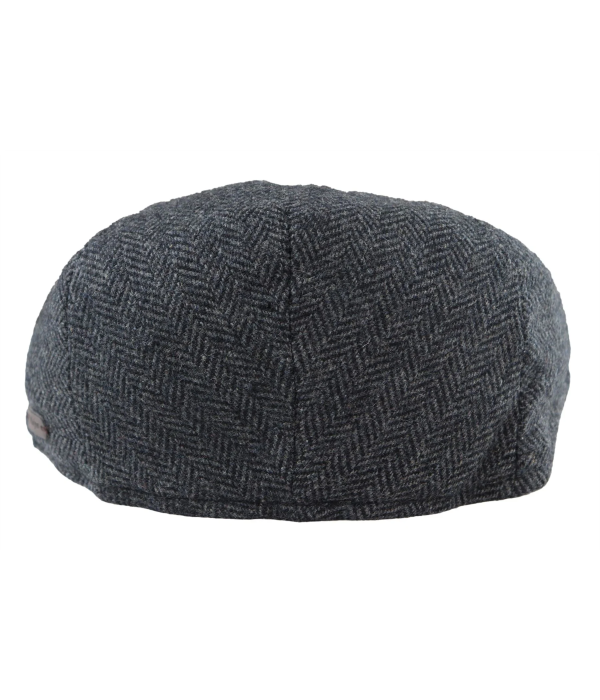 Men's Flat Cap Wool Herringbone Charcoal Tweed Classic 1920s Unisex Del Boy