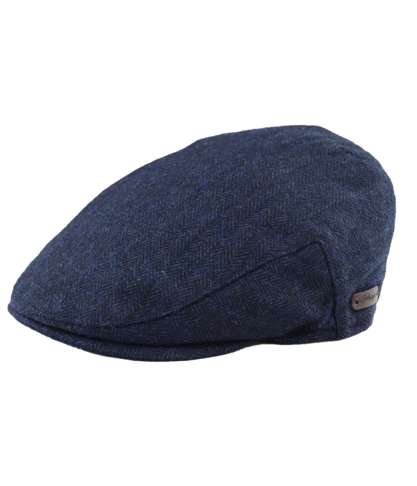 Men's Flat Cap Wool Herringbone Navy Tweed Classic 1920s Unisex Del Boy