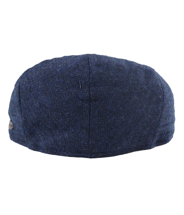 Men's Flat Cap Wool Herringbone Navy Tweed Classic 1920s Unisex Del Boy