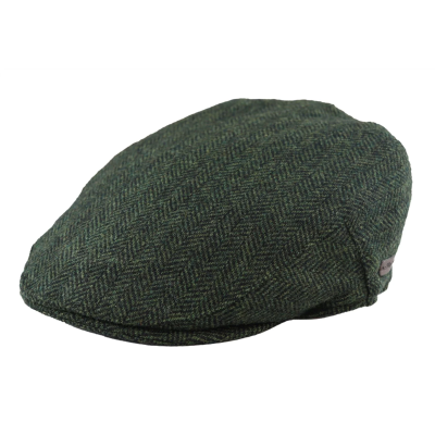 Men's Flat Cap Wool Herringbone Olive Tweed Classic 1920s Unisex Del Boy