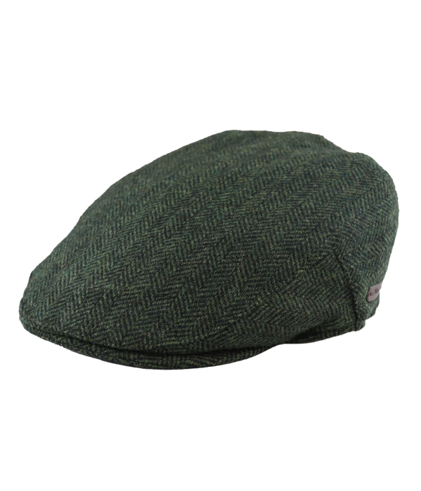 Men's Flat Cap Wool Herringbone Olive Tweed Classic 1920s Unisex Del Boy