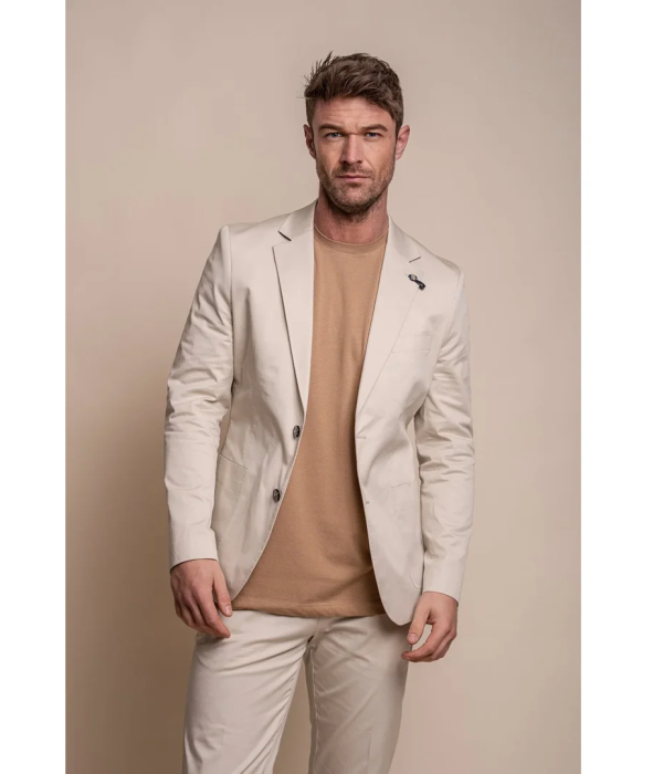 Mario - Men's Summer Beige Slim Fit Blazer