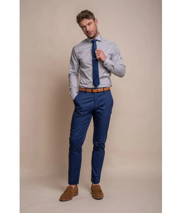 Mario - Men's Summer Blue Smart Trousers