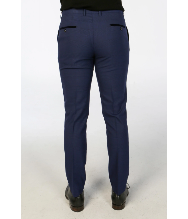 Mark - Men's Navy Blue Checked Trousers