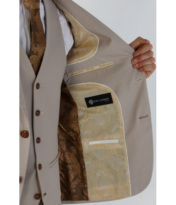 Mayfair - Men's Beige Birdseye Tailored Fit Blazer