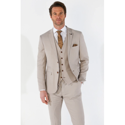 Mayfair - Men's Beige Birdseye Tailored Fit Blazer