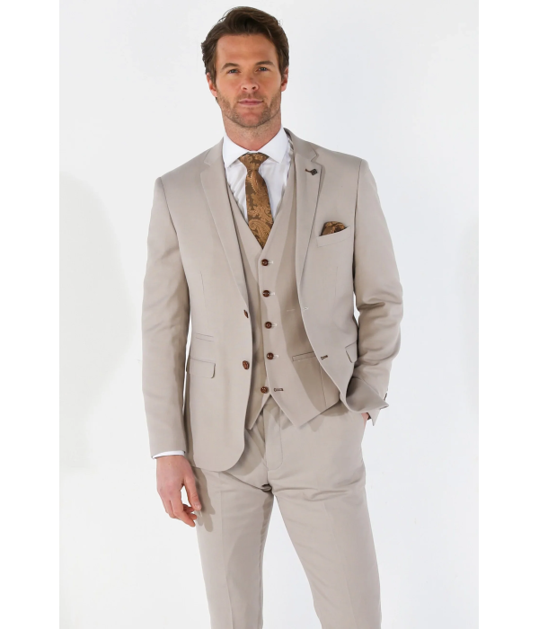 Mayfair - Men's Beige Birdseye Tailored Fit Blazer