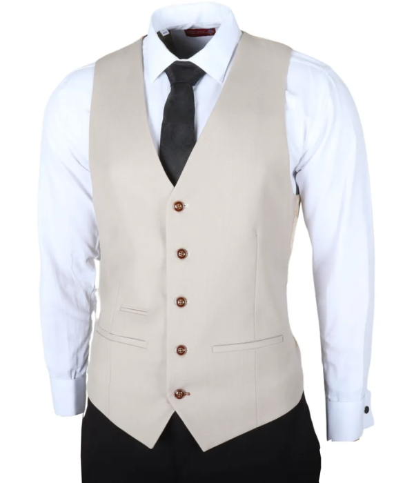 Mayfair - Men's 3 Piece Black Suit With Cream Waistcoat