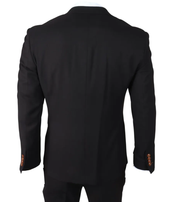 Mayfair - Men's 3 Piece Black Suit With Cream Waistcoat