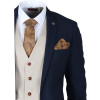 Mayfair - Men's 3 Piece Navy Suit With Cream Waistcoat