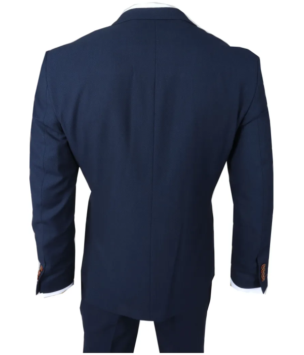 Mayfair - Men's 3 Piece Navy Suit With Cream Waistcoat