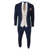 Mayfair - Men's 3 Piece Navy Suit With Cream Waistcoat
