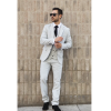 Miller - Men's Grey Checked Plaid Tailored Fit 3 Piece Suit