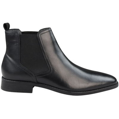 Mens Black Slip On Chelsea Boots Real Leather Smart Casual