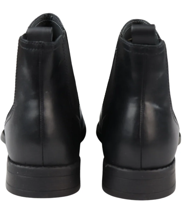 Mens Black Slip On Chelsea Boots Real Leather Smart Casual