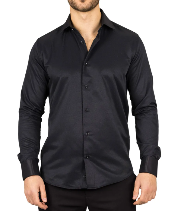 Men's Black Double Cuff Oxford Shirt