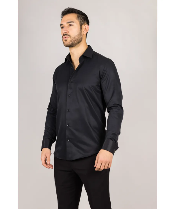 Men's Black Double Cuff Oxford Shirt