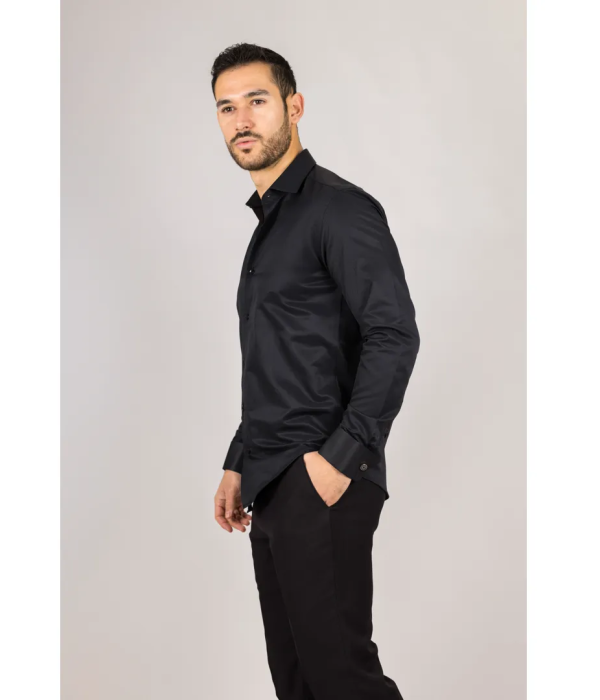 Men's Black Double Cuff Oxford Shirt