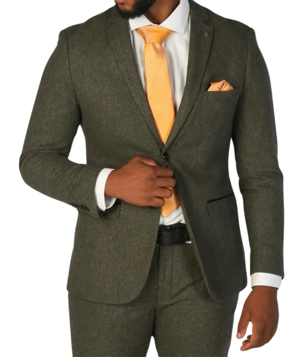 Oscar - Men's Olive Green Wool Blend Tweed Blazer