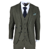 Oscar - Men's 3 Piece Olive Green Wool Blend Tweed Suit