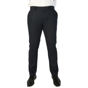 Oscar – Men’s Navy Blue Wool Blend Tweed Trousers