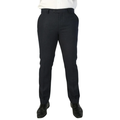 Oscar - Men's Navy Blue Wool Blend Tweed Trousers