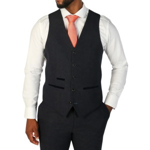 Oscar – Men’s Navy Blue Wool Blend Tweed Waistcoat