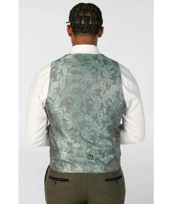 Oscar - Men's Olive Green Wool Blend Tweed Waistcoat