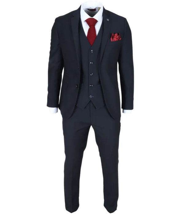 Parker - Men's Navy 3 Piece Tailored Fit Wedding Suit