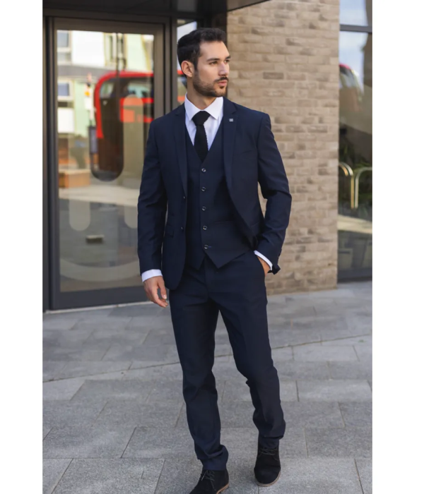 Parker - Men's Navy 3 Piece Tailored Fit Wedding Suit