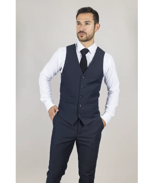 Parker - Men's Navy 3 Piece Tailored Fit Wedding Suit