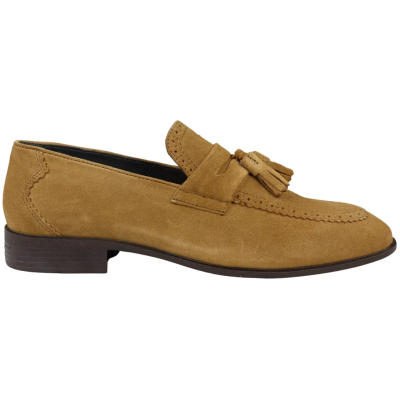 Mens Slip On Loafer Shoes Tan Tassel Real Suede Smart Casual Dress Driving Classic