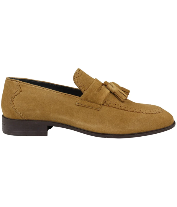 Mens Slip On Loafer Shoes Tan Tassel Real Suede Smart Casual Dress Driving Classic