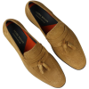 Mens Slip On Loafer Shoes Tan Tassel Real Suede Smart Casual Dress Driving Classic