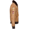 Men's Aviator Flying Pilot Bomber Jacket Tan Removable Black Fur Collar