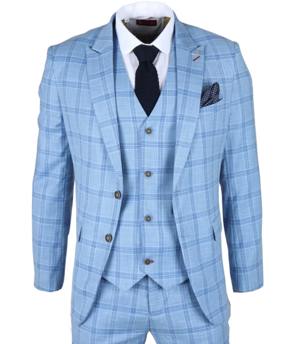 Plowman - Men's Light Blue Checked Blazer