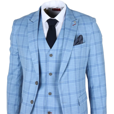 Plowman - Men's Light Blue Checked Blazer