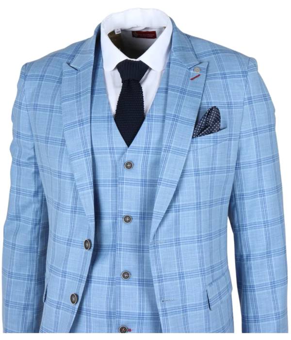 Plowman - Men's Light Blue Checked Blazer