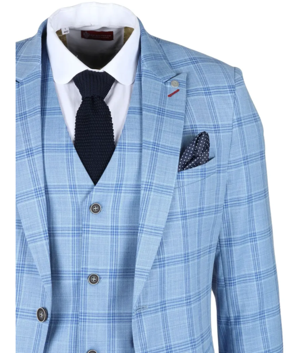 Plowman - Men's Light Blue Checked Blazer